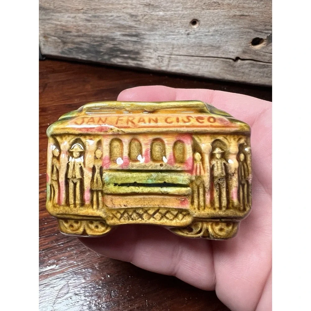 Vintage San Francisco Toothpick Holder Ceramic Trolley Multicolor‎ SNCO Imports